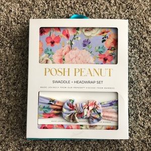 NIB Posh Peanut Swaddle and Headwrap Set